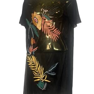 Guess Black sheer embroidered Textured Fabric mini dress size S